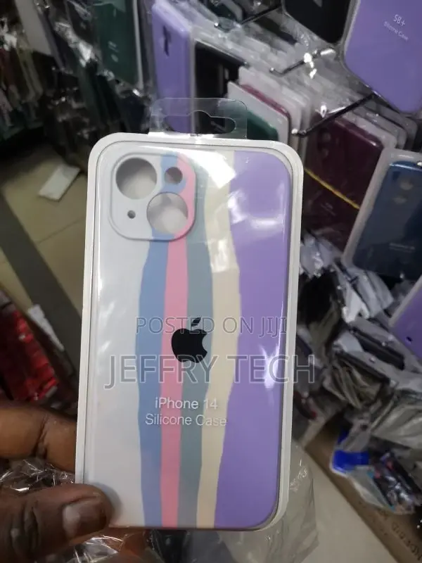 Liquid Silicone Case Cover in Rainbow for iPhone 14