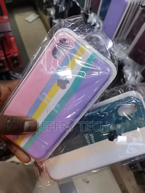 iPhone XR Rainbow Silicone Case Cover and 3D Screen Protect