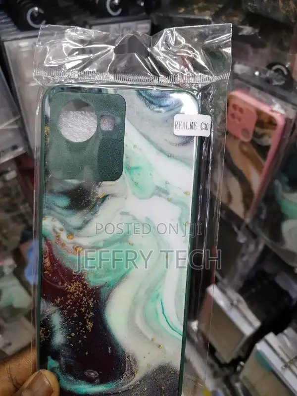 Realme C30 Cover- Colorful Marble Series - Green Case