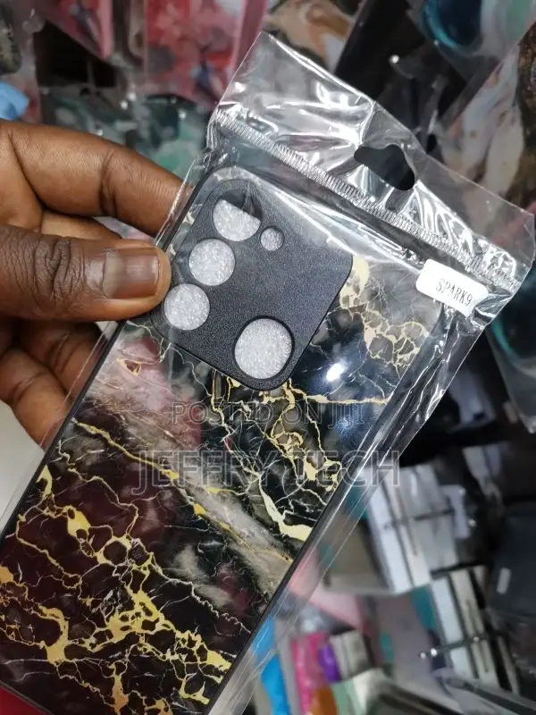 Black Marble Texture Golden Silk Tecno Spark 9 Mobile Cover