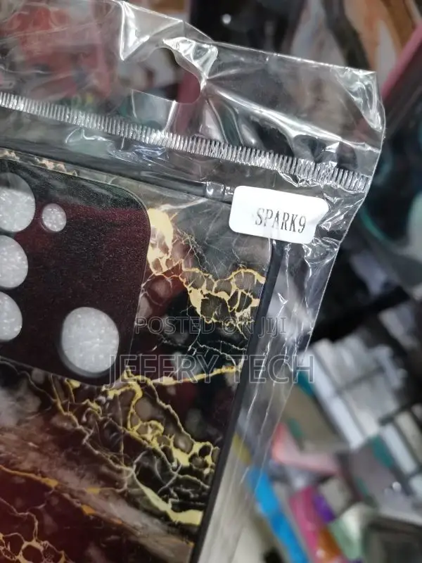 Black Marble Texture Golden Silk Tecno Spark 9 Mobile Cover