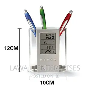Pen Pencil Holder/Organizer, Digital LCD Clock