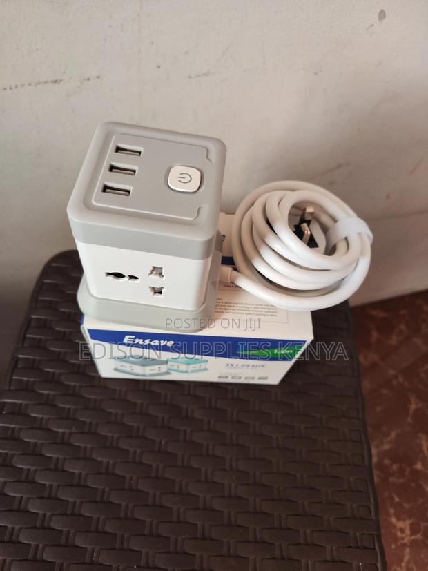 Extension Cables Ensave Cube 4 Way + 3 USB Ports Space Saver - main view