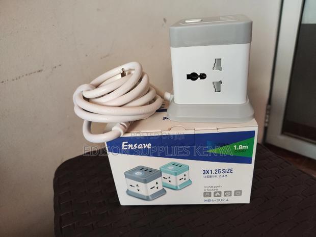 Extension Cables Ensave Cube 4 Way + 3 USB Ports Space Saver - thumbnail 2