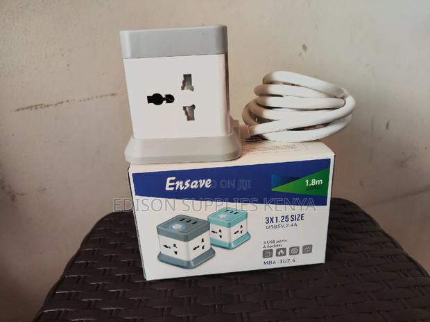 Extension Cables Ensave Cube 4 Way + 3 USB Ports Space Saver - thumbnail 4