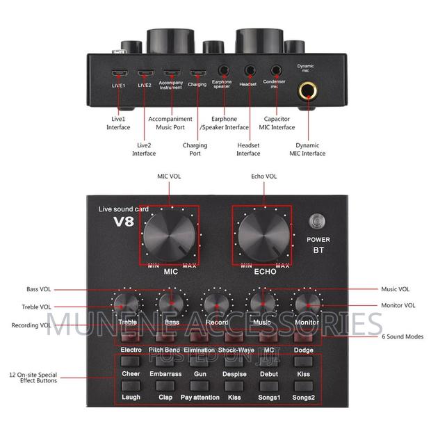 V8 LIVE Bluetooth SOUND CARD Mixer Karaoke Music Record - thumbnail 2