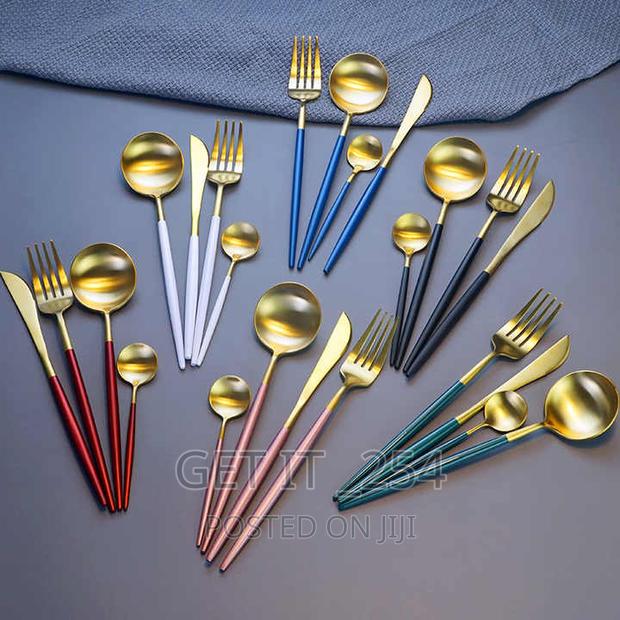 Golden Soup Cutlery Spoons Set 24pc