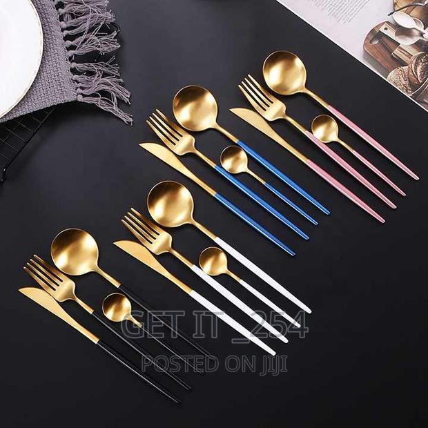 Golden Soup Cutlery Spoons Set 24pc - thumbnail 2