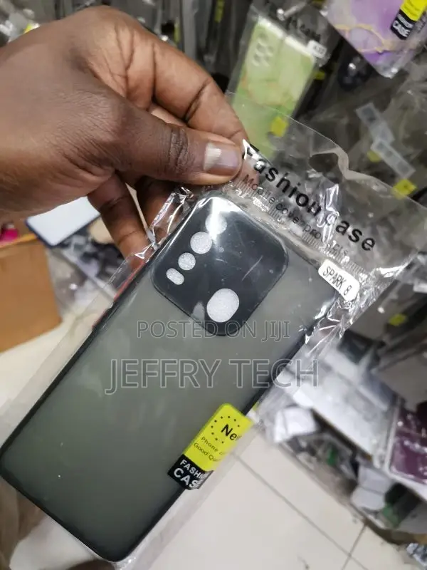 Mobile Back Cover Back Cover for Tecno Spark 8 (Black, Rugg
