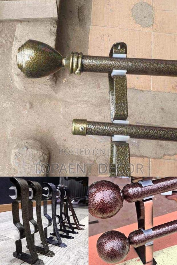 Antique Brass and Brown Jua Kali Curtain Rods - main view