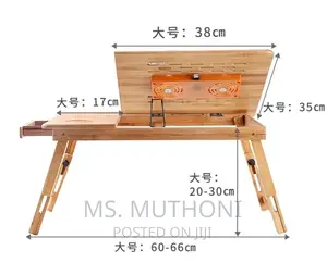 Foldable Bamboo Laptoptable With Double Fans and a Drawer