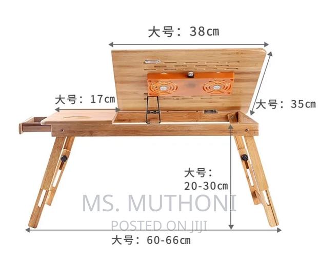 Foldable Bamboo Laptoptable With Double Fans and a Drawer - thumbnail 3