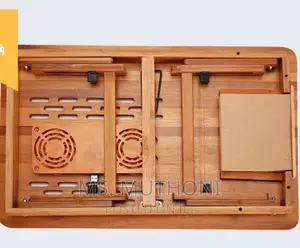 Foldable Bamboo Laptoptable With Double Fans and a Drawer
