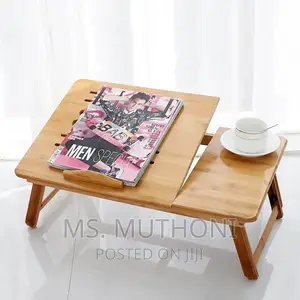 Foldable Bamboo Laptoptable With Double Fans and a Drawer