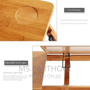 Foldable Bamboo Laptoptable With Double Fans and a Drawer