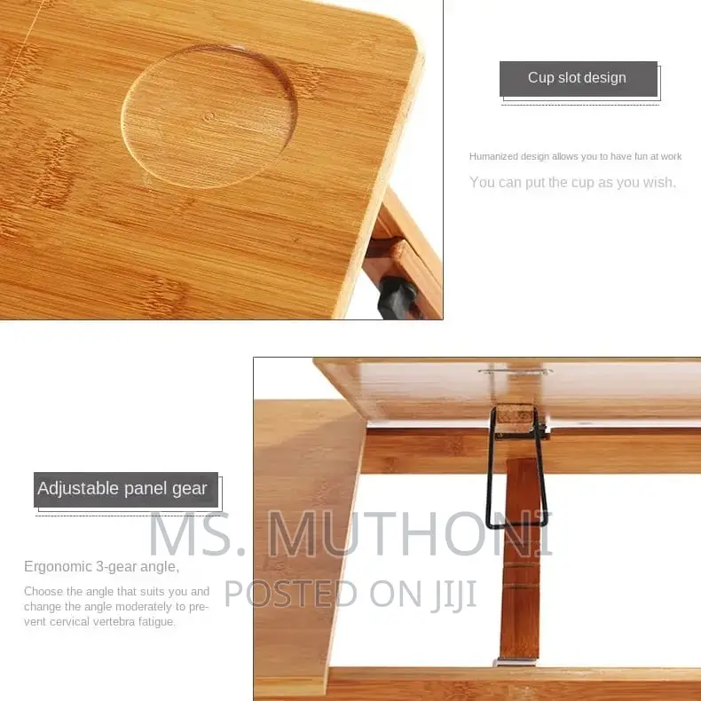 Foldable Bamboo Laptoptable With Double Fans and a Drawer
