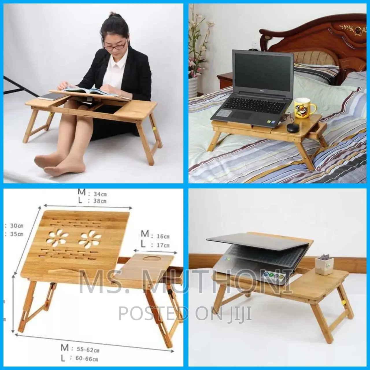 Foldable Bamboo Laptoptable With Double Fans and a Drawer