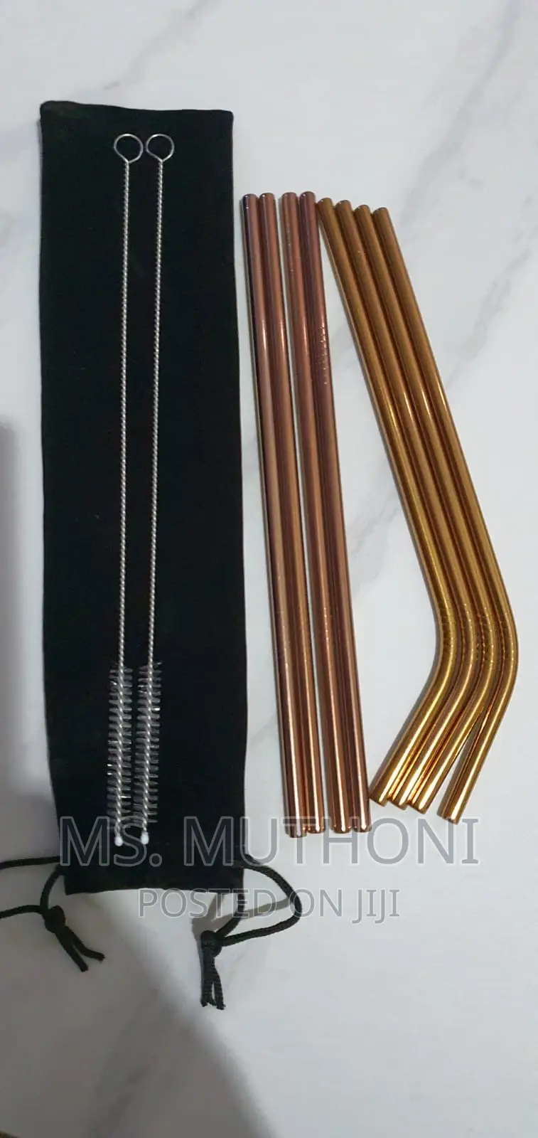 STAINLESS STEEL REUSABLE STRAWS* (8 Straws +2 Brushes +Pouch