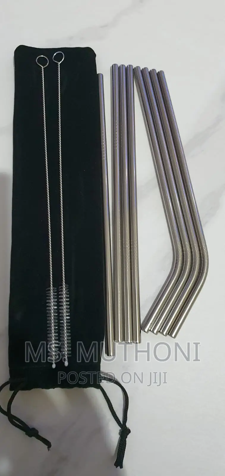 STAINLESS STEEL REUSABLE STRAWS* (8 Straws +2 Brushes +Pouch