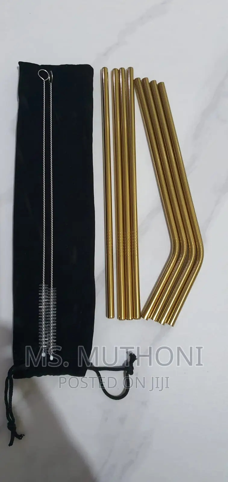 STAINLESS STEEL REUSABLE STRAWS* (8 Straws +2 Brushes +Pouch