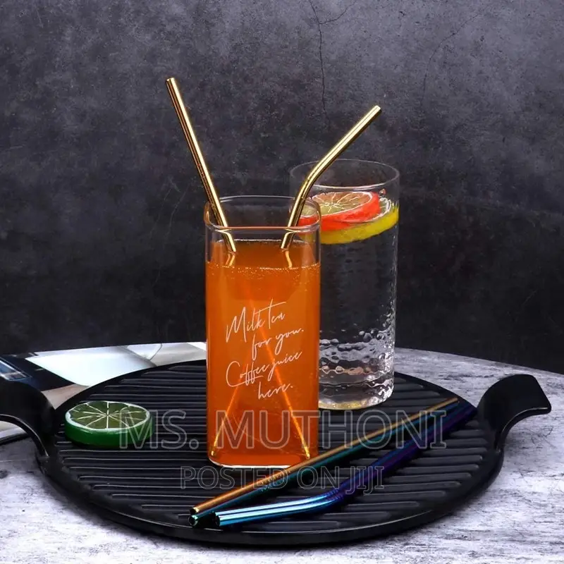 STAINLESS STEEL REUSABLE STRAWS* (8 Straws +2 Brushes +Pouch