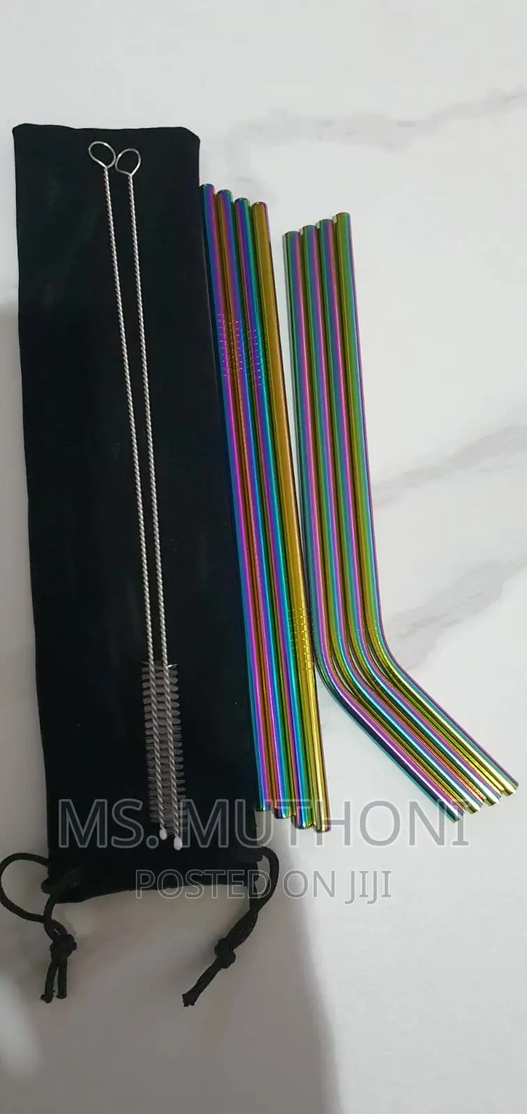 STAINLESS STEEL REUSABLE STRAWS* (8 Straws +2 Brushes +Pouch