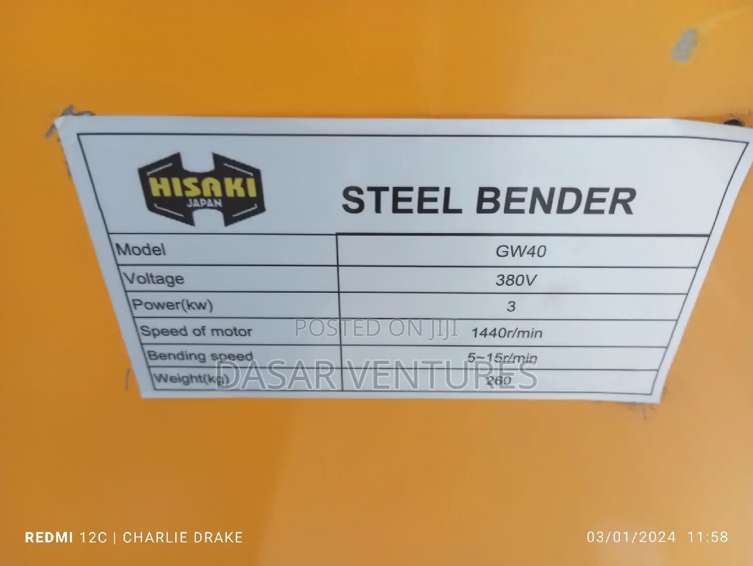 Hisaki Steel Bar Bender 6-40mm