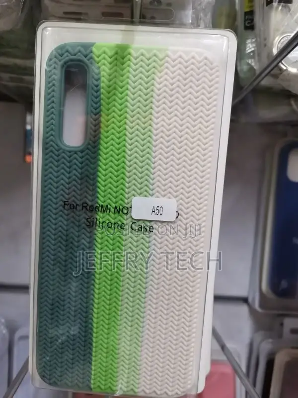 Rainbow Textures Silicone Cases for Samsung A50 Green/White