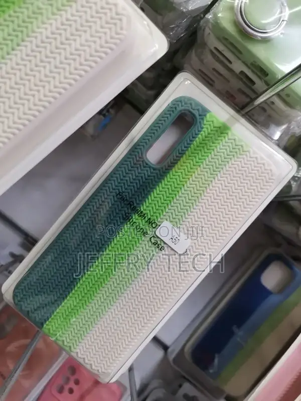 Rainbow Textures Silicone Cases for Samsung A50 Green/White