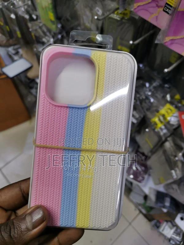 Silicon Rainbow Case for iPhone 14 Pro Pink/White