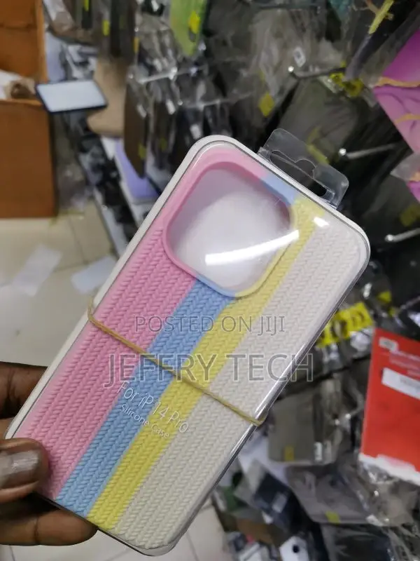 Silicon Rainbow Case for iPhone 14 Pro Pink/White