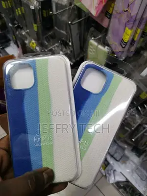 Rainbow Silicone Case for Apple iPhone 13 Blue/White