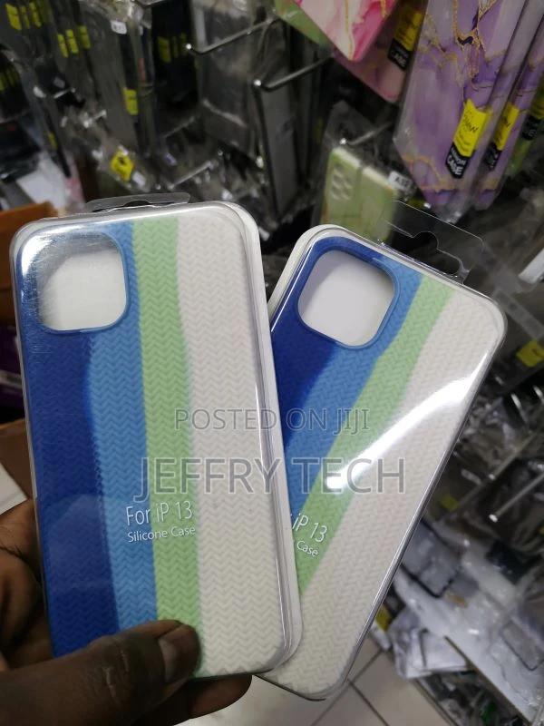 Rainbow Silicone Case for Apple iPhone 13 Blue/White - main view