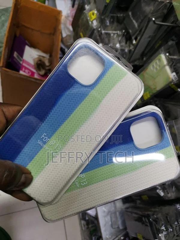 Rainbow Silicone Case for Apple iPhone 13 Blue/White - thumbnail 3