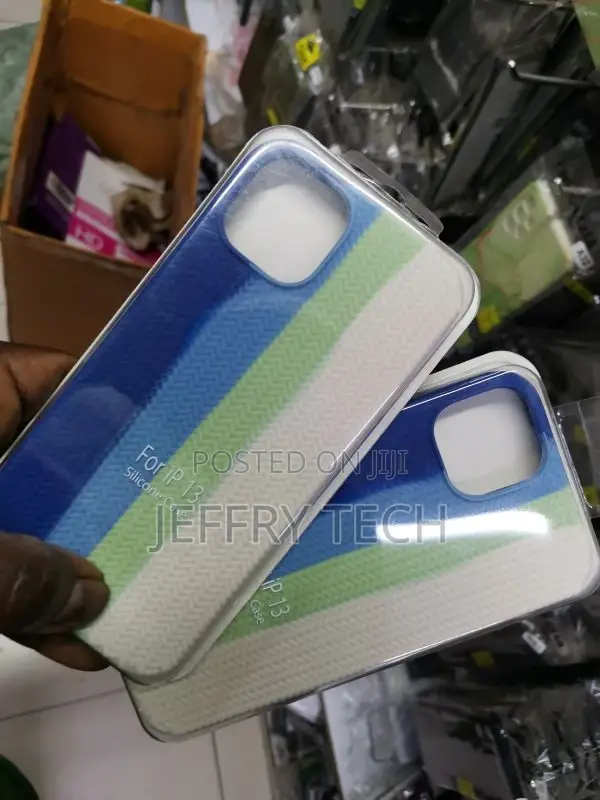 Rainbow Silicone Case for Apple iPhone 13 Blue/White