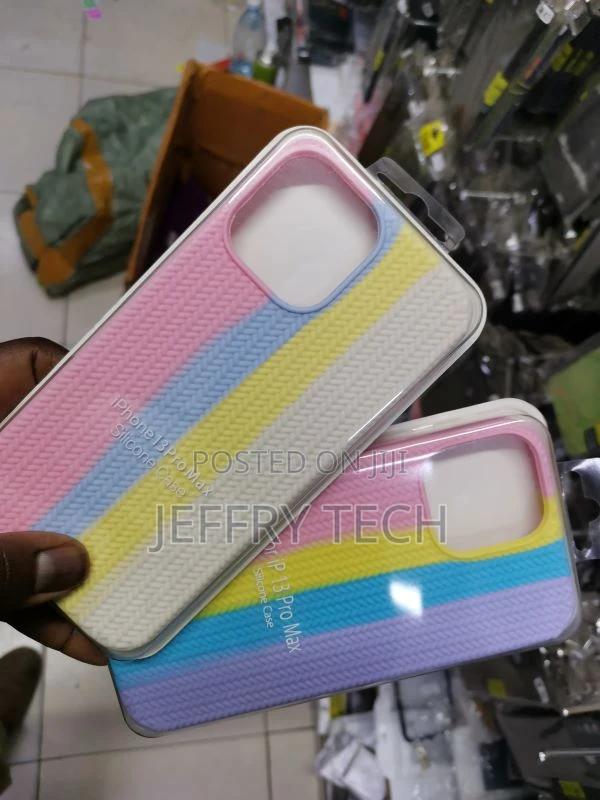 Rainbow Silicone Case for Apple iPhone 13 Pro Max Pink/White - thumbnail 2