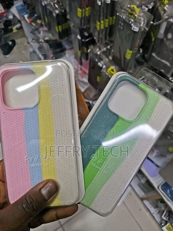 iPhone 13 Pro Silicone Case Cover by Margoun - Green Rainbow