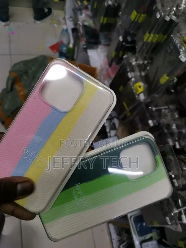 iPhone 13 Pro Silicone Case Cover by Margoun - Green Rainbow