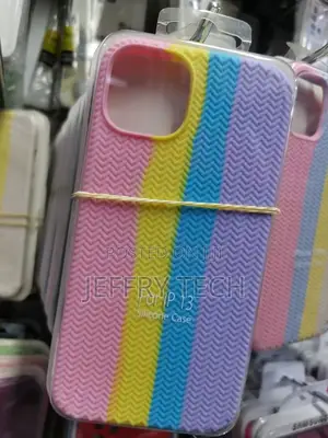 iPhone 13 Silicone Case Cover by Margoun - Pink Rainbow