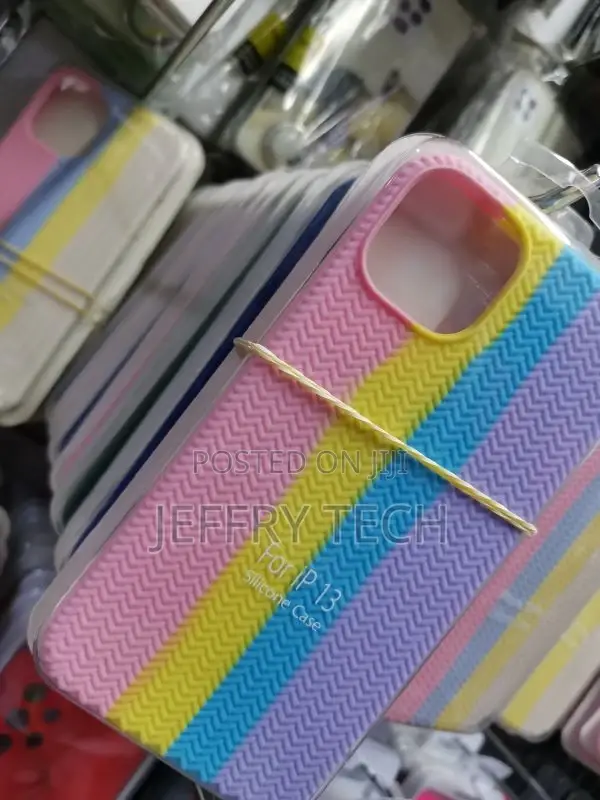 iPhone 13 Silicone Case Cover by Margoun - Pink Rainbow