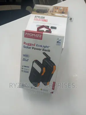 Promate Solar Powerbank 10000mah/ 5 In 1 Solar Powerbank