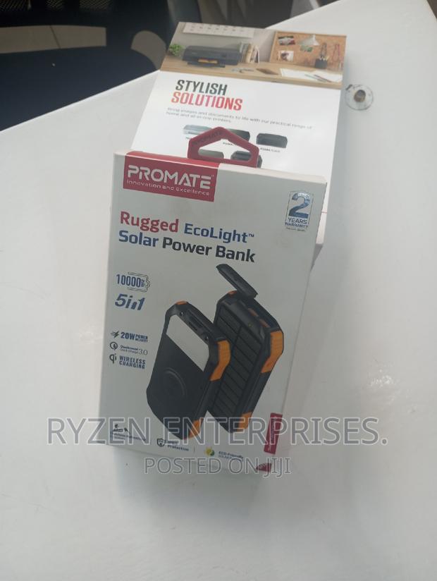 Promate Solar Powerbank 10000mah/ 5 In 1 Solar Powerbank