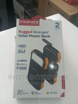 Promate Rugged Ecolight Solar Powerbank 10000mah/ Powerbank