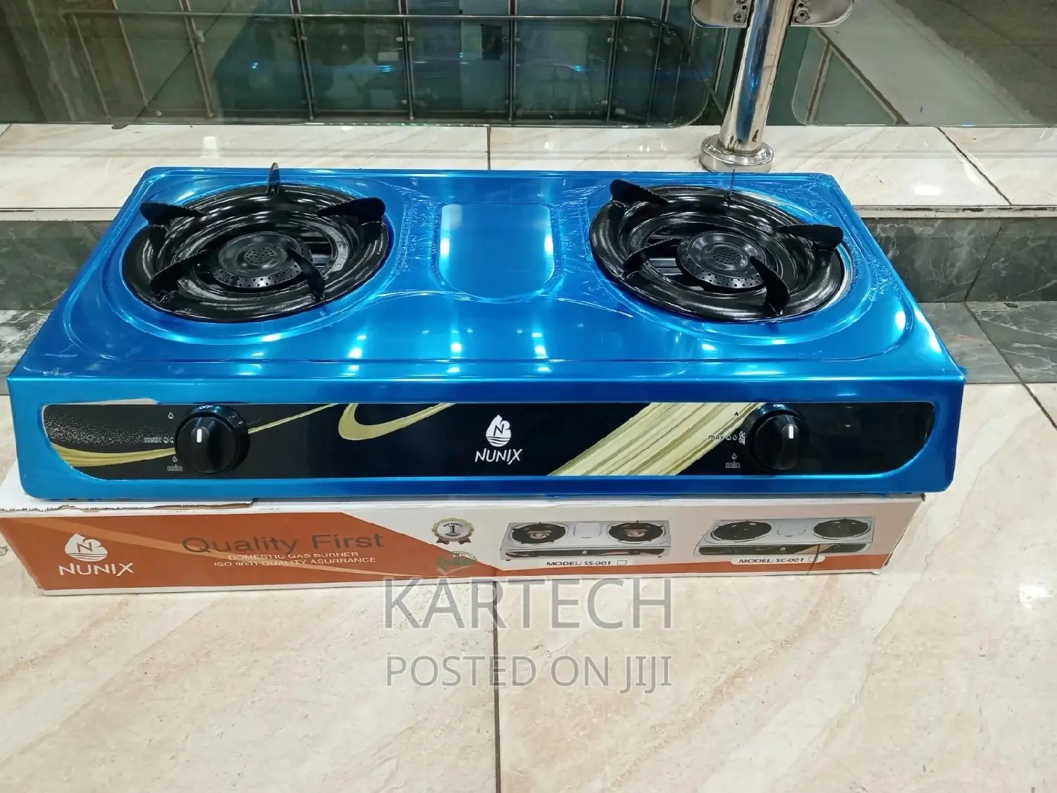 Nunix Stainless Steel 2 Burner Table Top Cooker - Blue