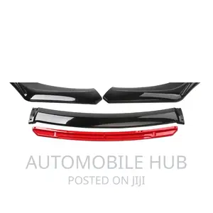 Black and Red Car Bumper Lip Universal Fit