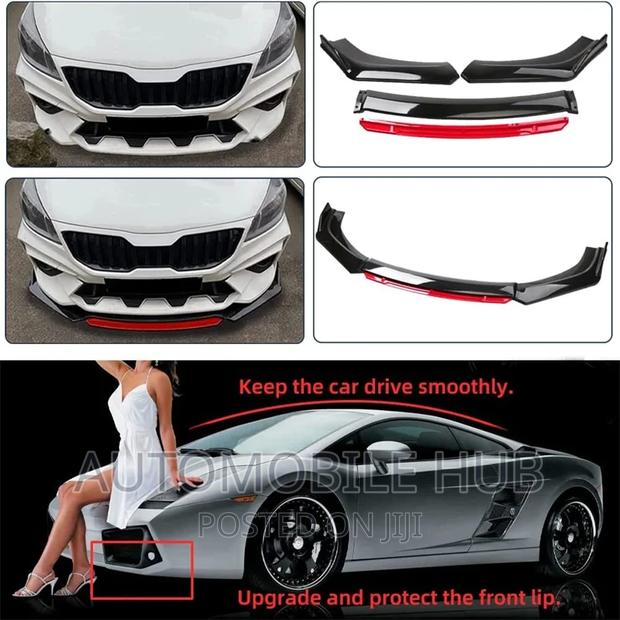 Shiny Front Bumper Lip Black Red