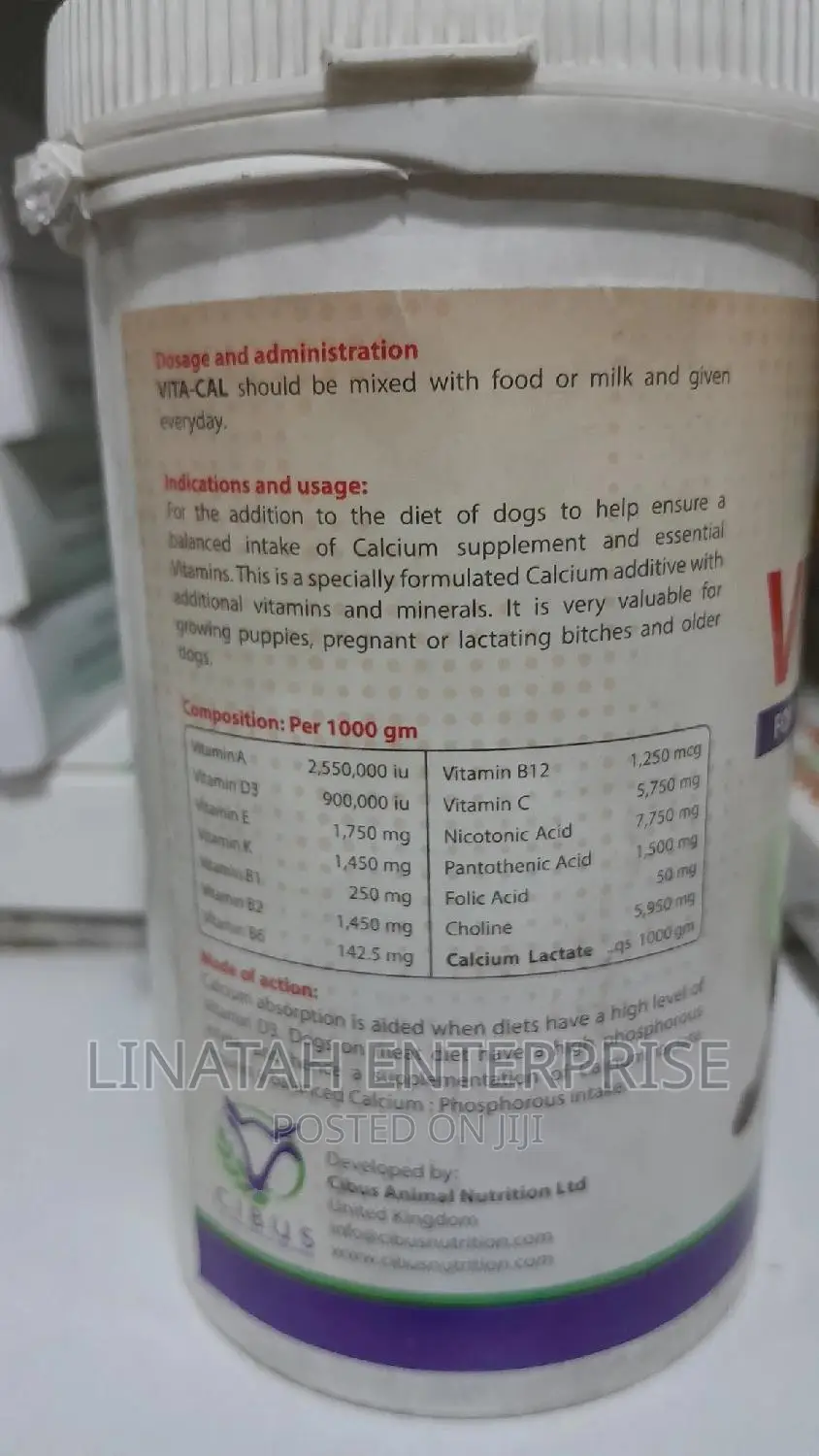 Vita-Cal Calcium Lactate Powder Supplements for Dogs 200gms
