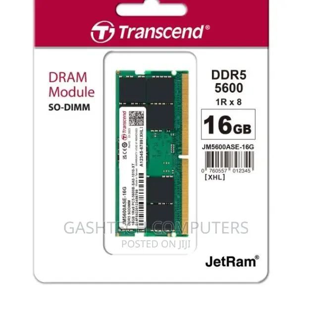 Transcend RAM 16GB DDR5 4800mhz CL40 (1rx8) Desktop Memory.