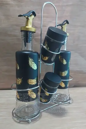 Elegant 5in1 Seasoning 2oil Dispenser,2 Salt Shakers +Stand*