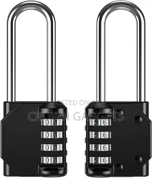Padlock With Long Shackle and Combination Lock With 4 Digits